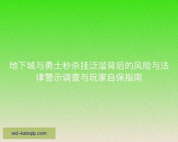 地下城与勇士秒杀挂泛滥背后的风险与法律警示调查与玩家自保指南