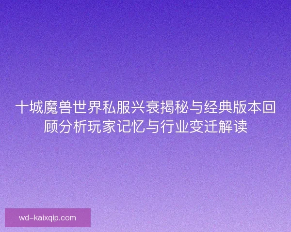 十城魔兽世界私服兴衰揭秘与经典版本回顾分析玩家记忆与行业变迁解读